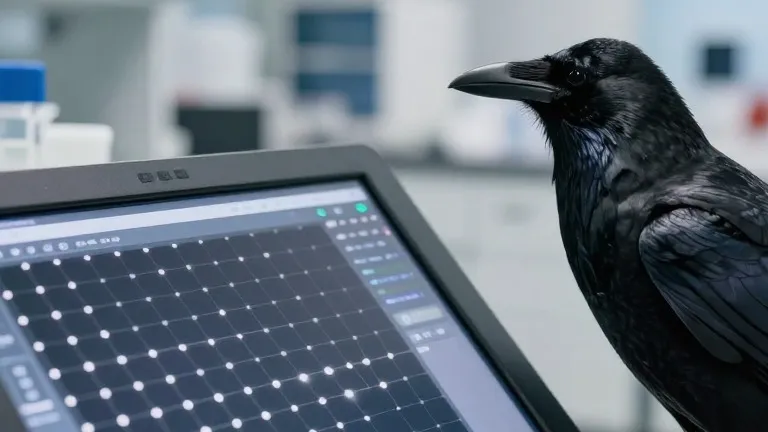 Illustration for: Carrion crows reach visual decisions in half the time required by primates